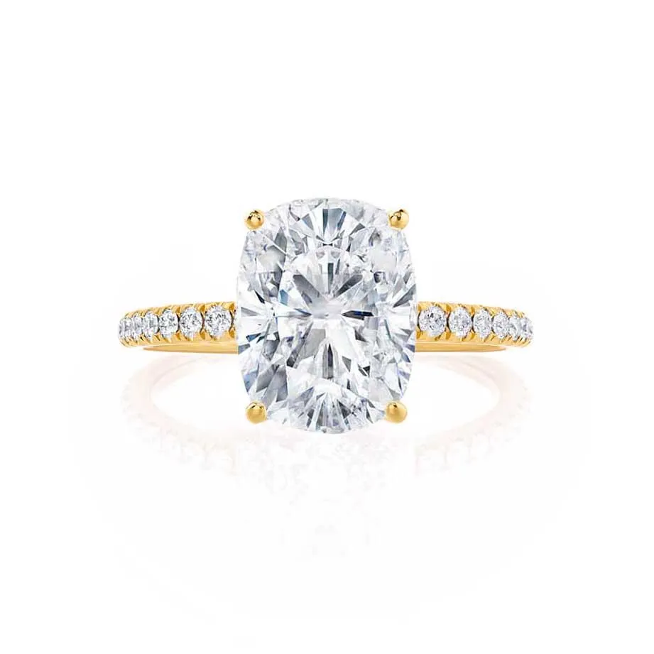 MACY - Elongated Cushion Lab Diamond 18k Yellow Gold Petite Shoulder Set