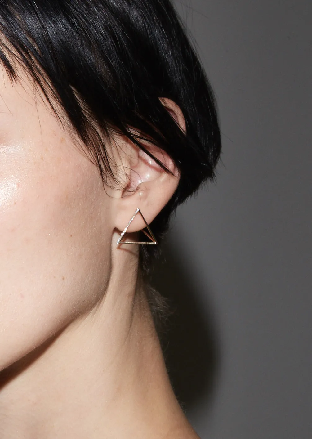 Medium 3D Triangle Earring with Diamonds