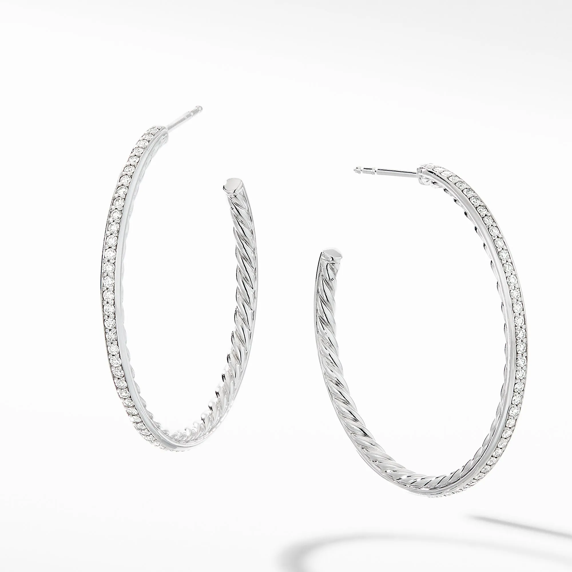 Medium Hoop Earrings with Pavé Diamonds