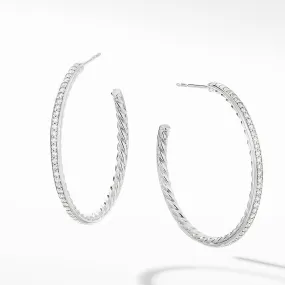 Medium Hoop Earrings with Pavé Diamonds