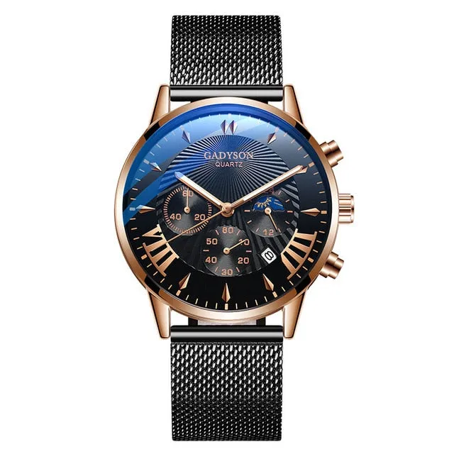 Men Business Luminous Quartz Mesh Watch