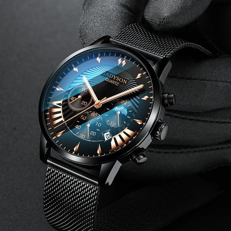 Men Business Luminous Quartz Mesh Watch