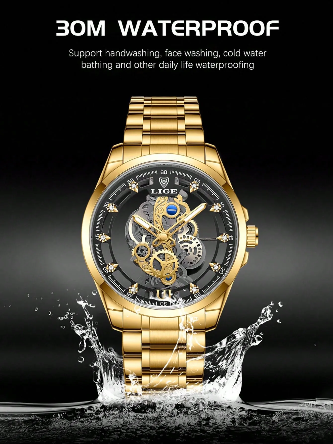 Men Hollow Out Round Pointer Mechanical Watch