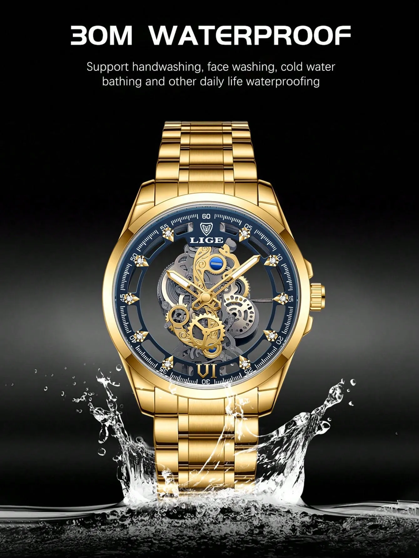 Men Hollow Out Round Pointer Mechanical Watch