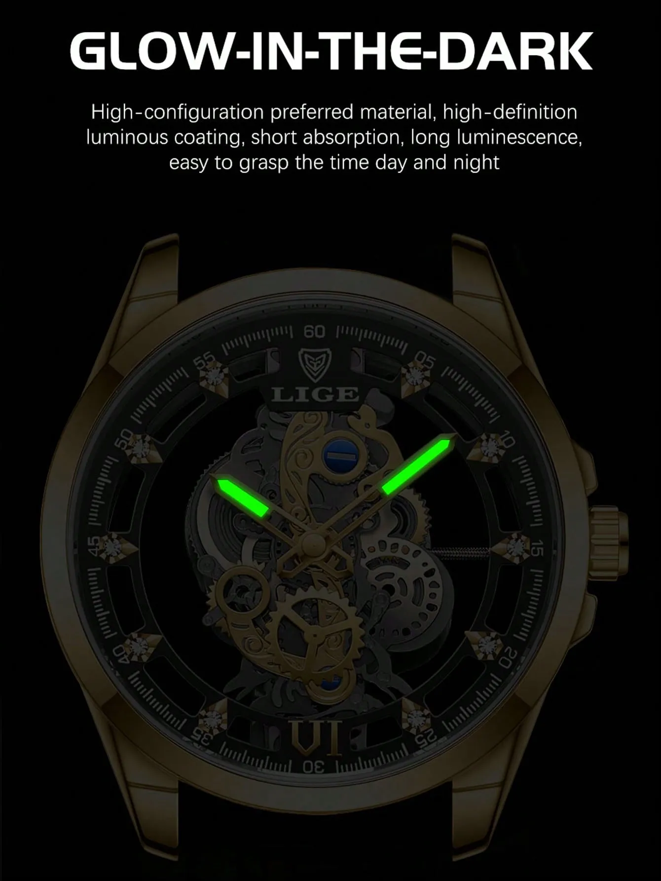 Men Hollow Out Round Pointer Mechanical Watch