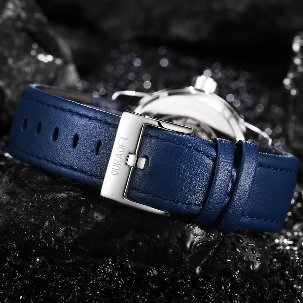 Men Mechanical Tourbillon Self Winding Leather Wristwatch