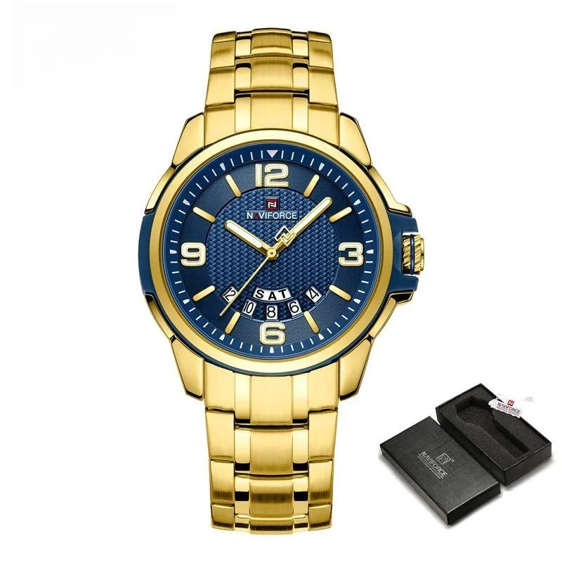 Men Sports Watch Stainless Steel Strap Military Male Quartz Clock