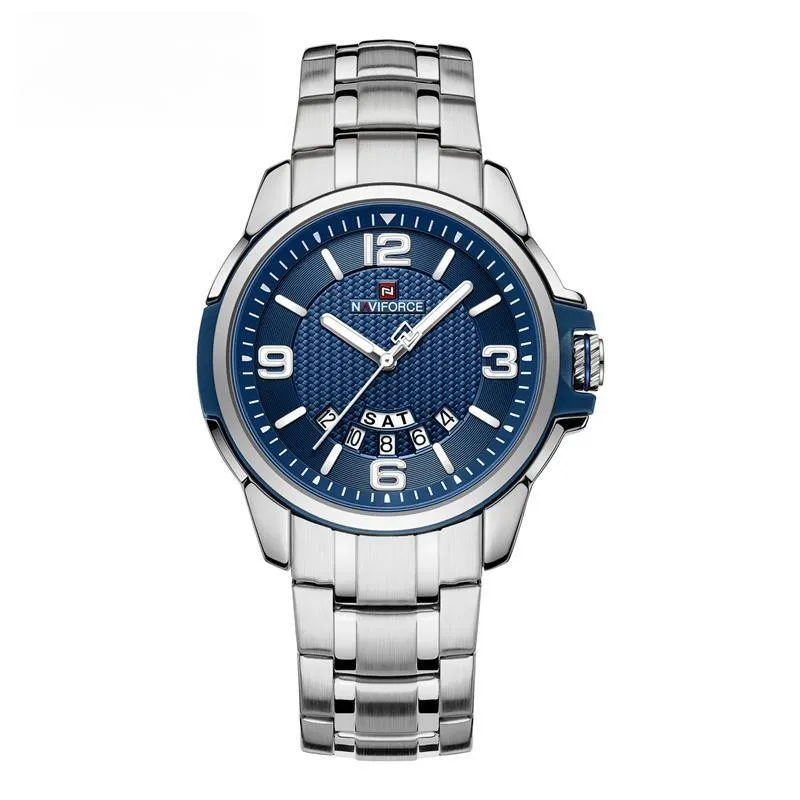 Men Sports Watch Stainless Steel Strap Military Male Quartz Clock