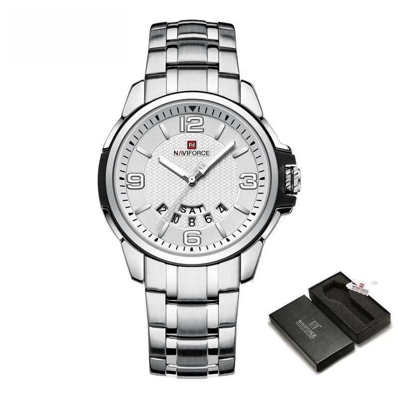 Men Sports Watch Stainless Steel Strap Military Male Quartz Clock