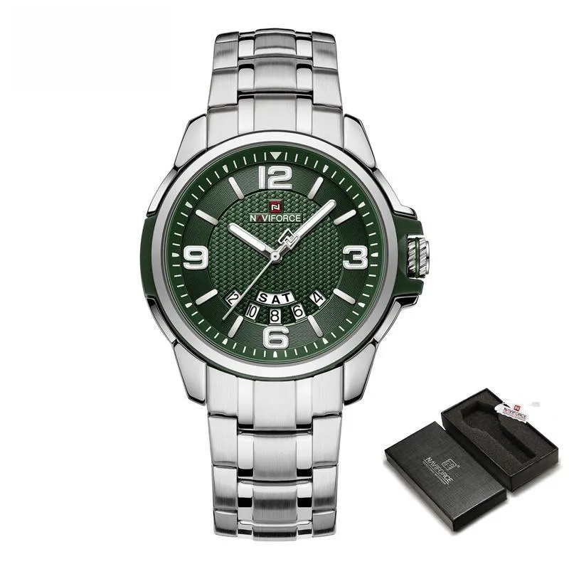 Men Sports Watch Stainless Steel Strap Military Male Quartz Clock