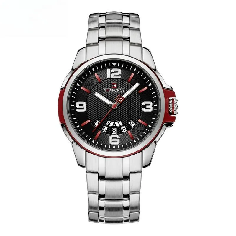 Men Sports Watch Stainless Steel Strap Military Male Quartz Clock