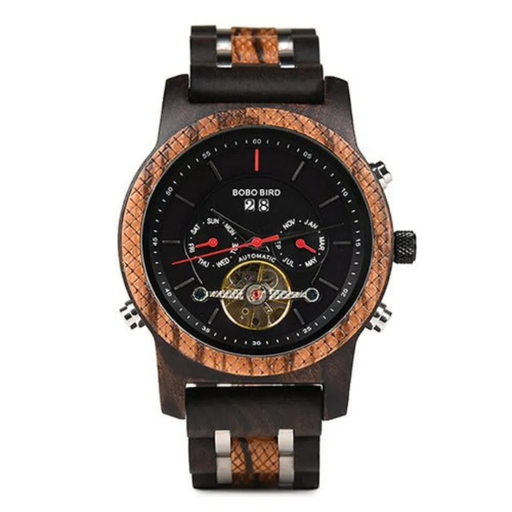 Men's Tourbillon Automatic Mechanical Wood Watch