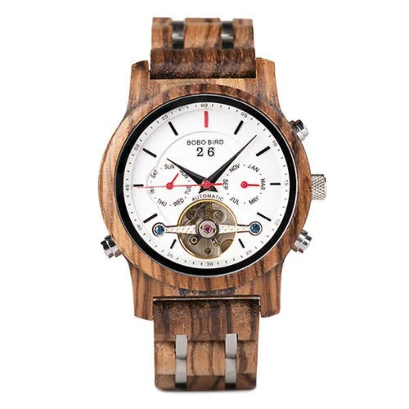 Men's Tourbillon Automatic Mechanical Wood Watch