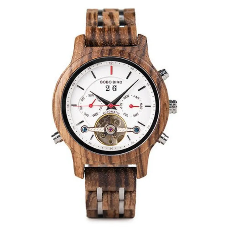 Men's Tourbillon Automatic Mechanical Wood Watch