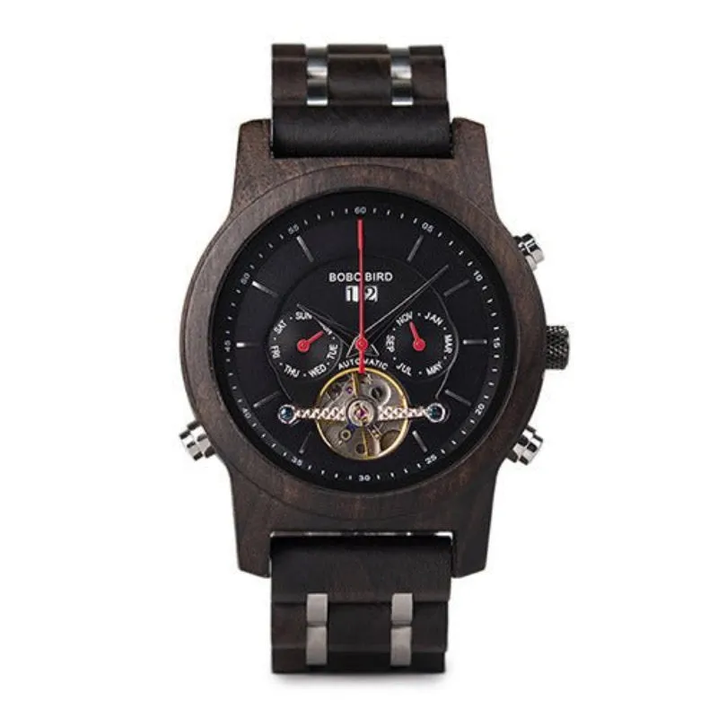 Men's Tourbillon Automatic Mechanical Wood Watch