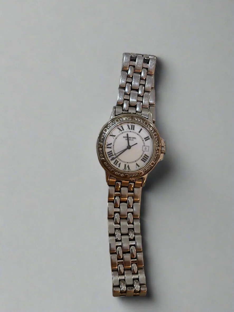 Men's Vintage Raymond Weil Stainless Steel,Water-resistant 5 ATM, Saphire Crystals Swiss Watch with Real Diamonds.