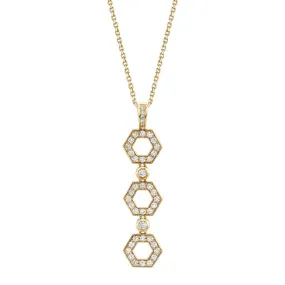 Michael M 14K Yellow Gold Pave Hex Infinity Pendant P506