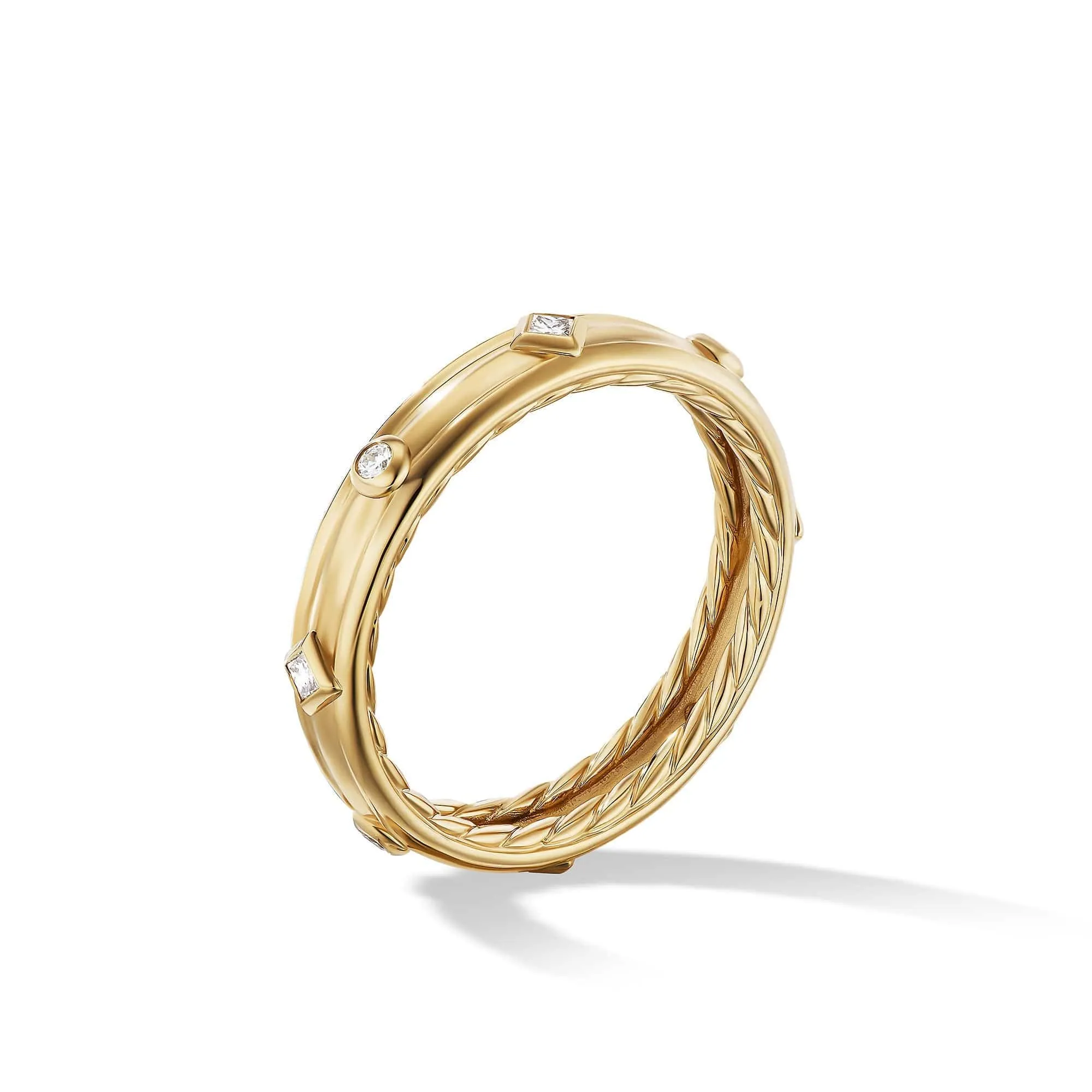 Modern Renaissance Ring in 18K Yellow Gold with Diamonds