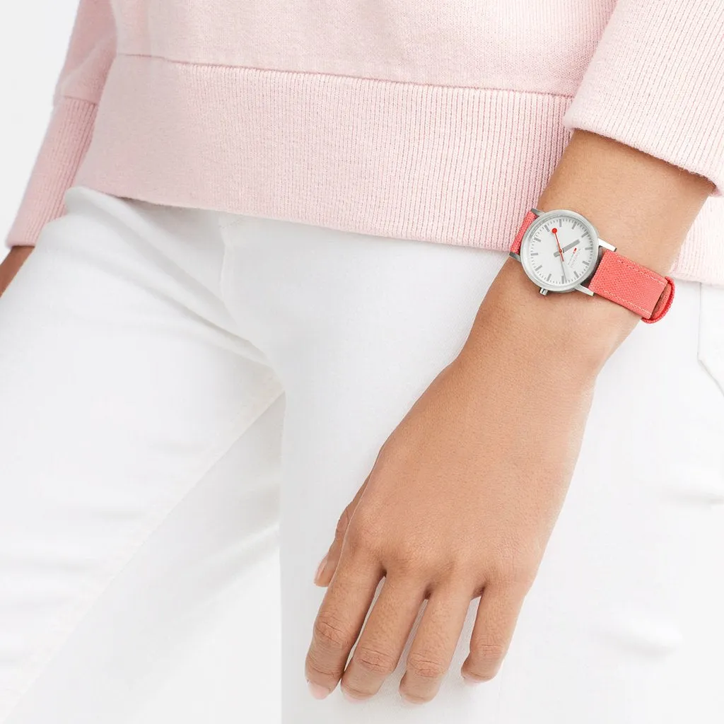 Mondaine Classic 30mm Coral-Red Textile Watch A658.30323.17SBP
