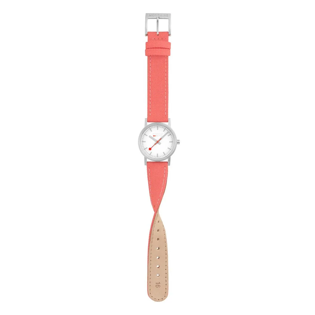 Mondaine Classic 30mm Coral-Red Textile Watch A658.30323.17SBP
