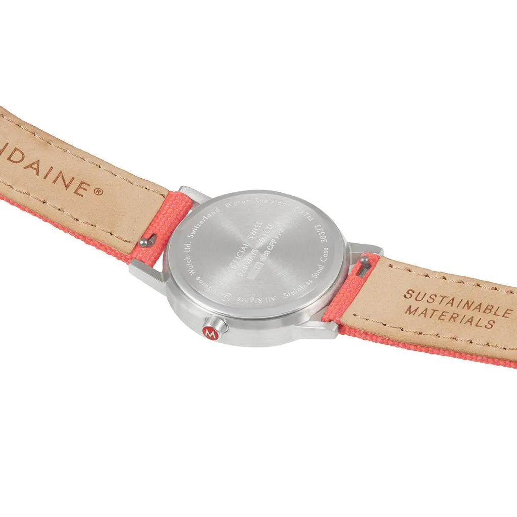 Mondaine Classic 30mm Coral-Red Textile Watch A658.30323.17SBP