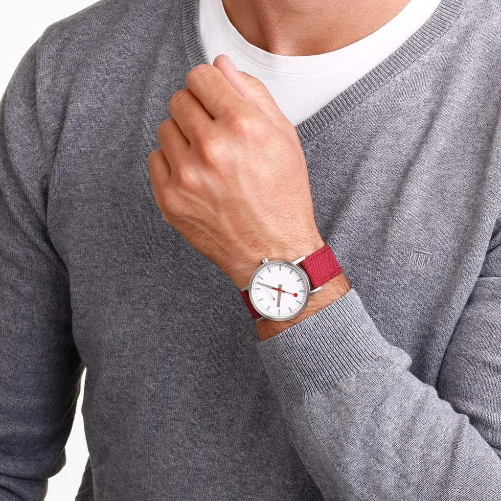 Mondaine Classic 40mm, Modern Dark Cherry Red Watch, A660.30360.17SBC