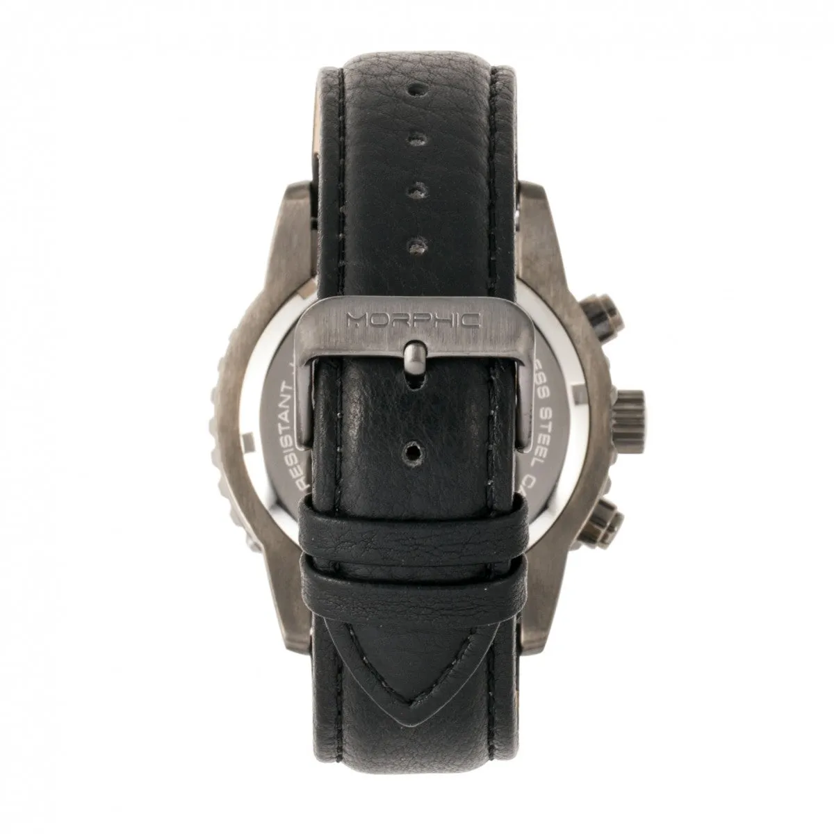 Morphic M67 Series Chronograph Leather-Band Watch w/Date - Gunmetal/Black