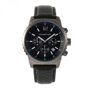 Morphic M67 Series Chronograph Leather-Band Watch w/Date - Gunmetal/Black