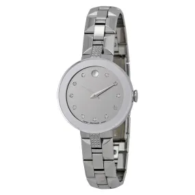 Movado Sapphire Silver Diamond Dial Ladies Watch 0606815