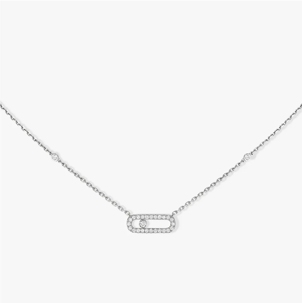 Move Uno Pavé Necklace in White Gold with Diamonds