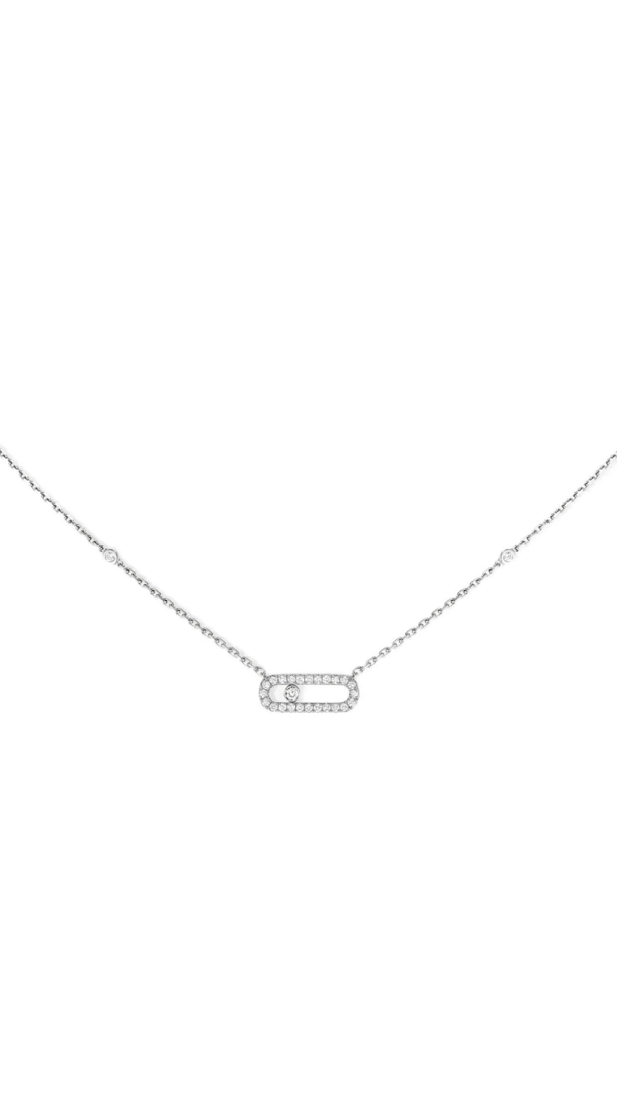 Move Uno Pavé Necklace in White Gold with Diamonds
