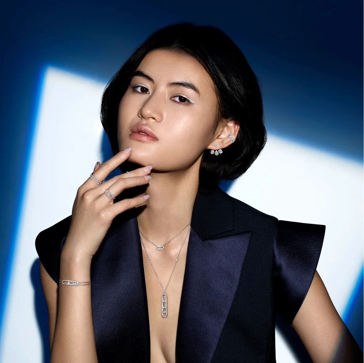 Move Uno Pavé Necklace in White Gold with Diamonds