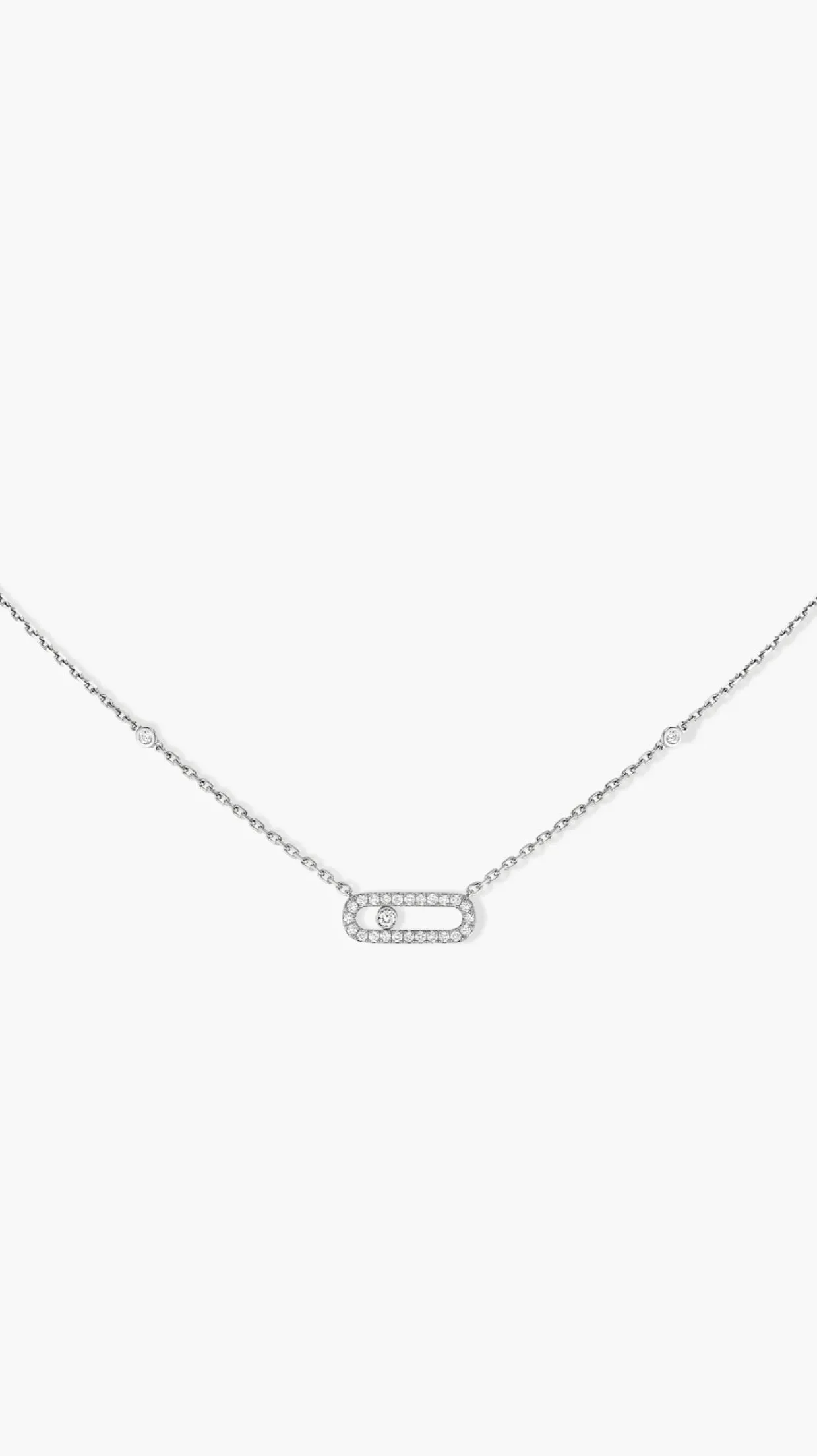 Move Uno Pavé Necklace in White Gold with Diamonds