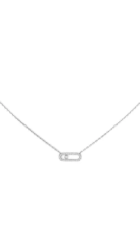 Move Uno Pavé Necklace in White Gold with Diamonds