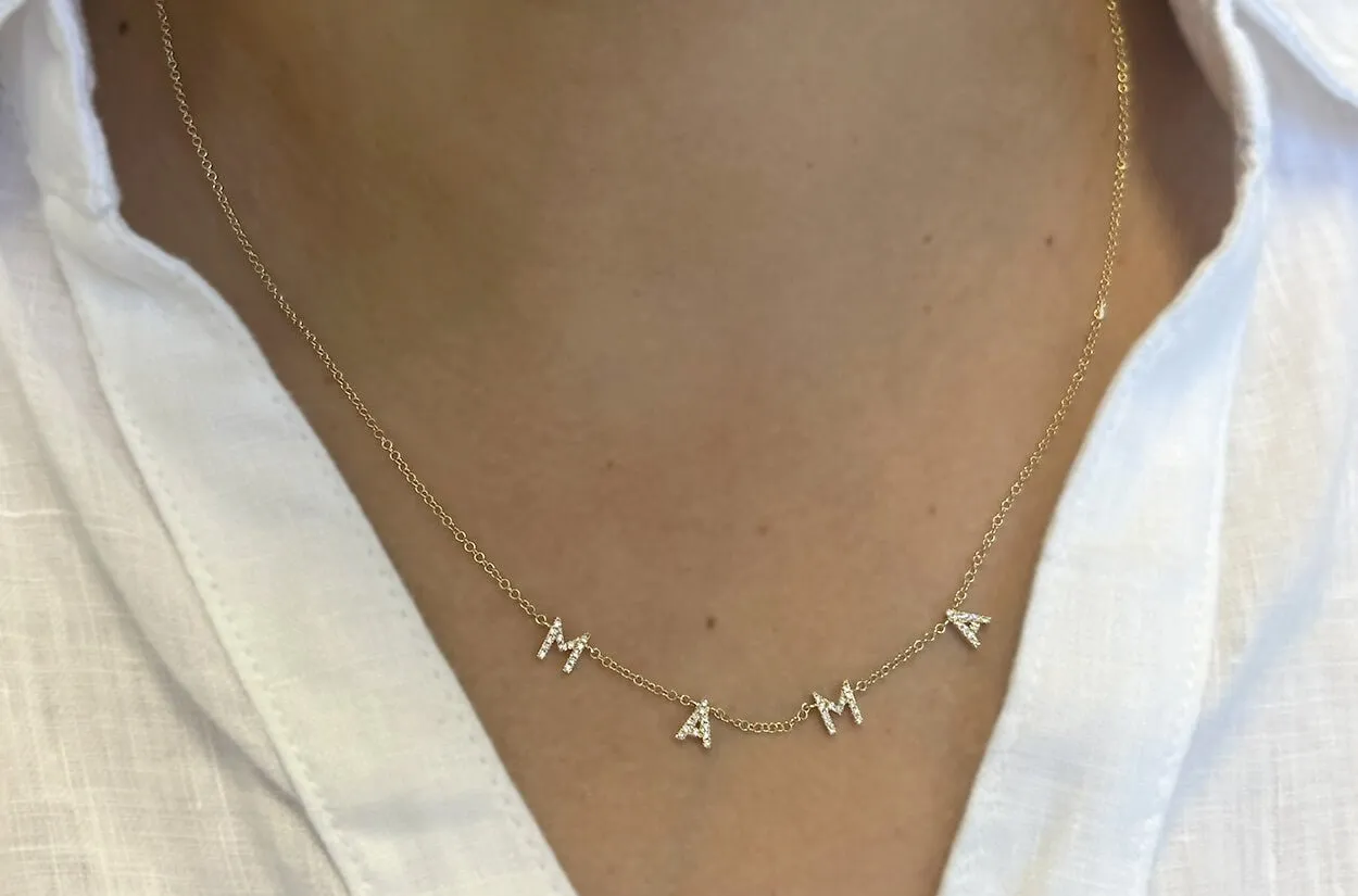 Necklace 14kt Gold MAMA & Diamonds
