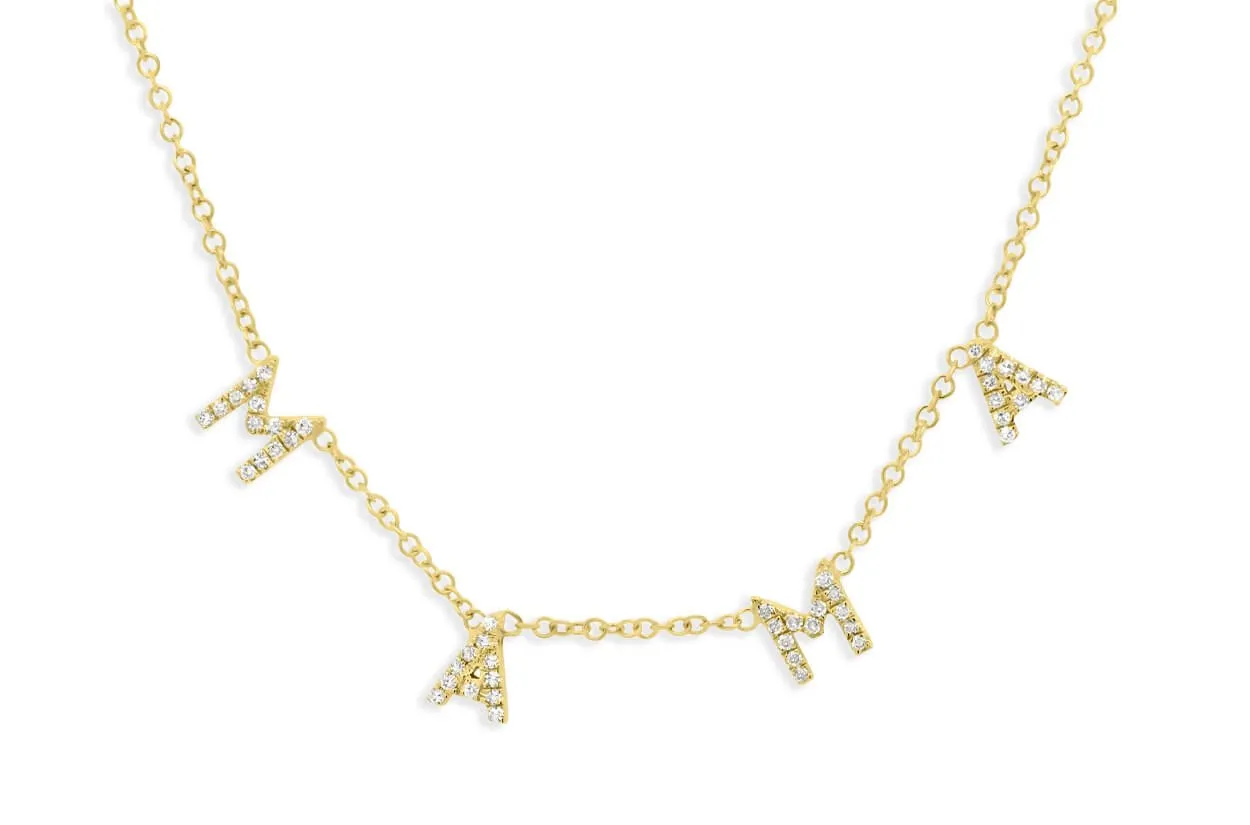 Necklace 14kt Gold MAMA & Diamonds