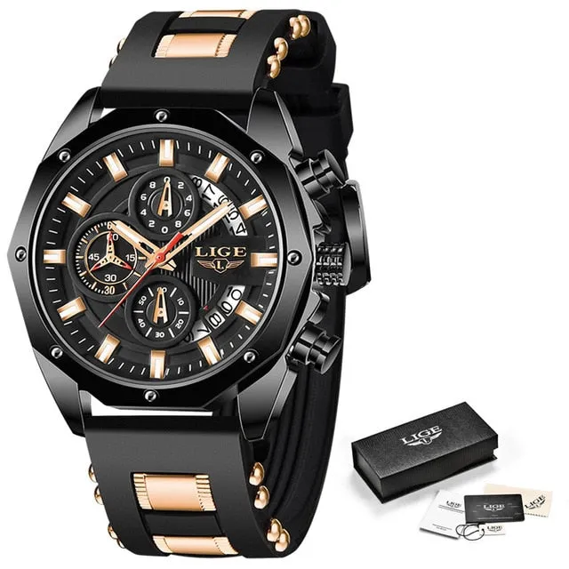 New Fashion Mens Watches Top Brand Luxury Silicone Sport Watch Men.
