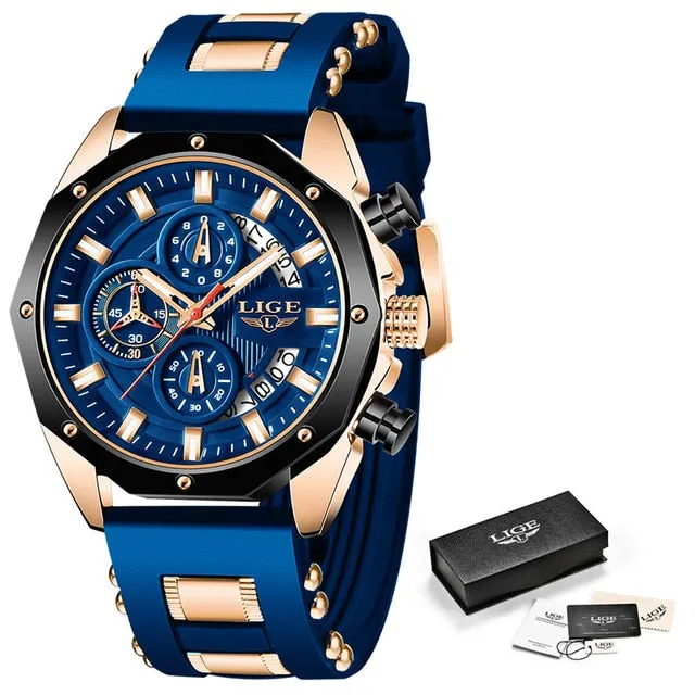 New Fashion Mens Watches Top Brand Luxury Silicone Sport Watch Men.