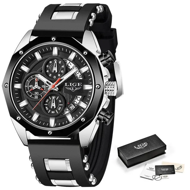 New Fashion Mens Watches Top Brand Luxury Silicone Sport Watch Men.