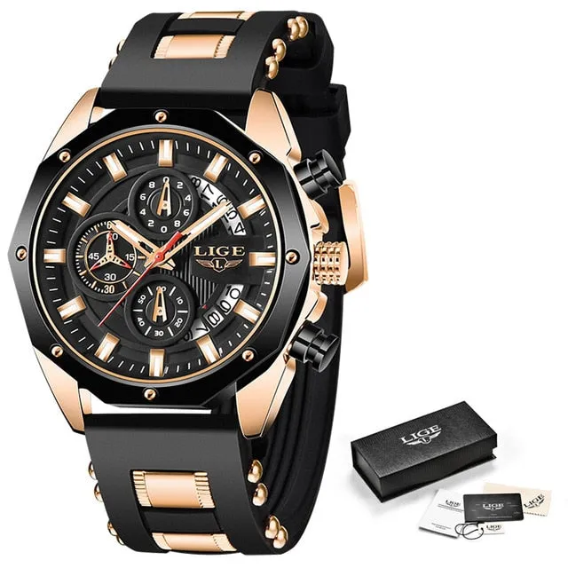 New Fashion Mens Watches Top Brand Luxury Silicone Sport Watch Men.