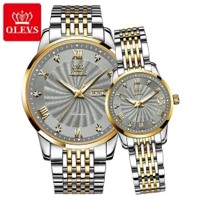 Olevs Couple Watches Luxury Automatic Mechanical Watch Stainless Steel