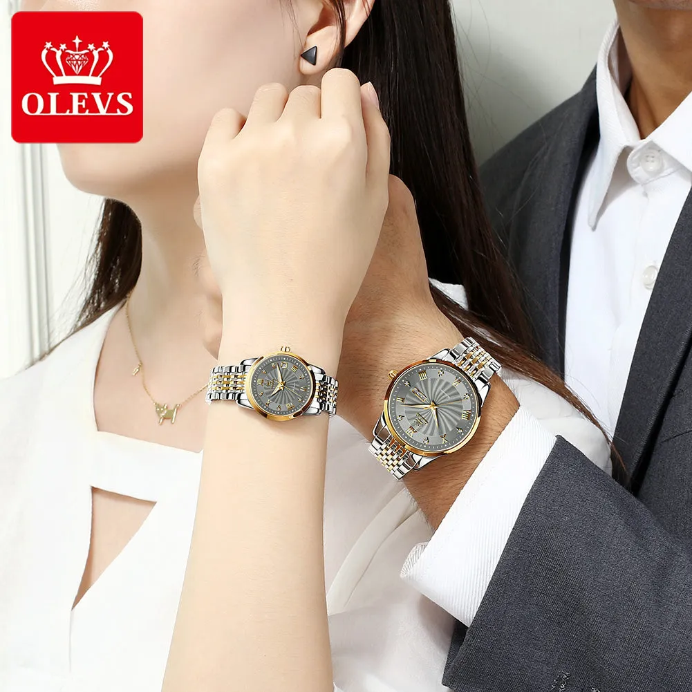 Olevs Couple Watches Luxury Automatic Mechanical Watch Stainless Steel