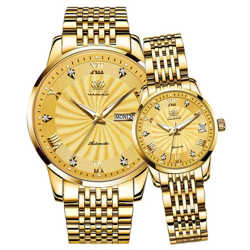 Olevs Couple Watches Luxury Automatic Mechanical Watch Stainless Steel