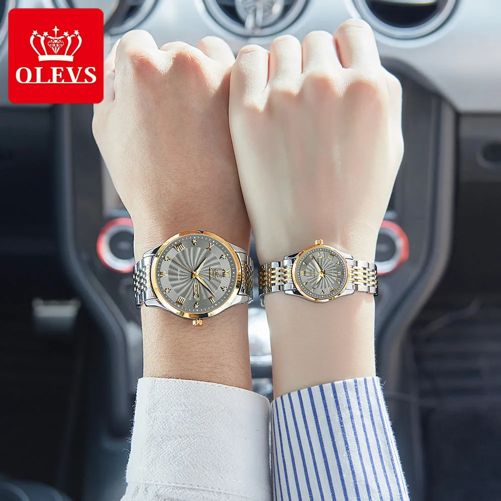 Olevs Couple Watches Luxury Automatic Mechanical Watch Stainless Steel