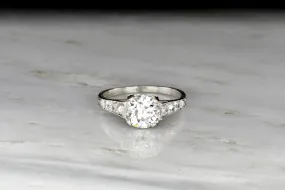 Ornate Edwardian Platinum Engagement Ring with a GIA Old European Cut Diamond Center