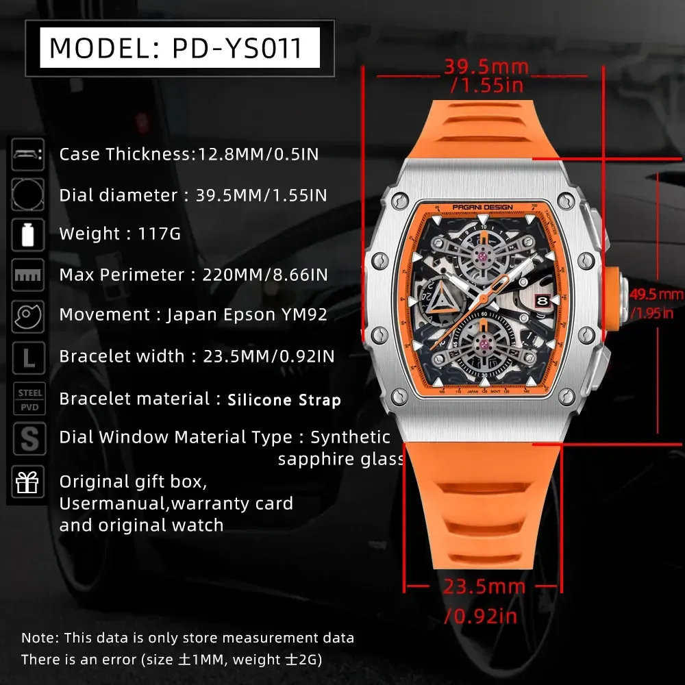 PAGANI DESIGN PD-YS011 Skeleton Chronograpgh Watch