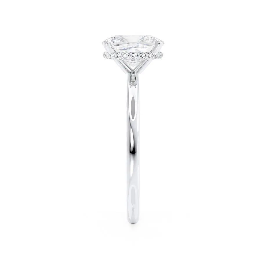 PARIS - Elongated Cushion Lab Diamond 18k White Gold Hidden Halo