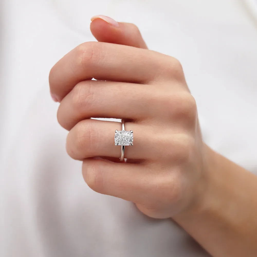 PARIS - Elongated Cushion Lab Diamond 18k White Gold Hidden Halo
