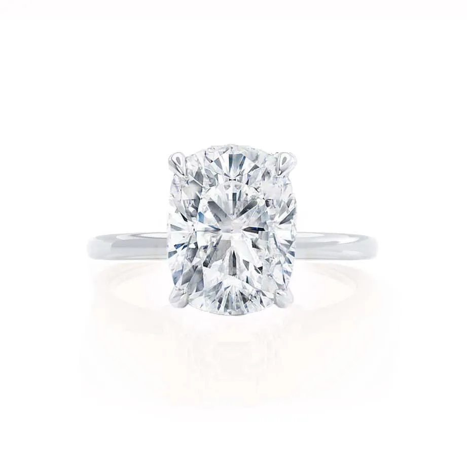 PARIS - Elongated Cushion Lab Diamond 18k White Gold Hidden Halo