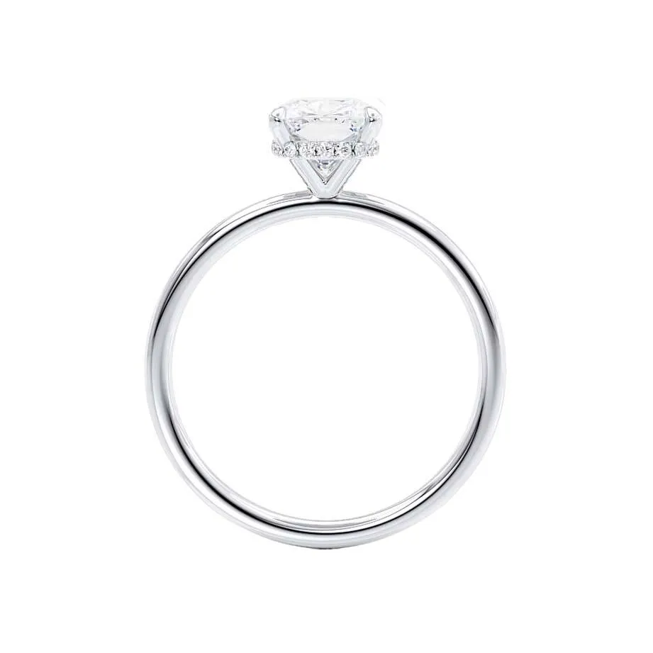 PARIS - Elongated Cushion Lab Diamond 18k White Gold Hidden Halo